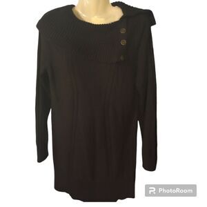 Style & Co.  Black Acrylic shaw collar sweater with button accent